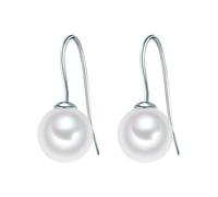 Rafaela Donata Plata de ley 925 Pendientes | Pendientes rodiados, perlas de concha, aprox. 10,0 mm, blanco, redondo
