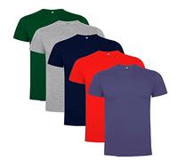 Rafasshop - Pack 5 Camisetas Roly Dogo Premium Manga Corta Unisex 100% Algodón Cuello Redondo. Costuras Laterales.