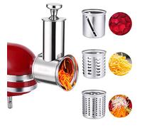 Rafbar - Accesorios de trituradora de acero inoxidable para batidoras KitchenAid, apto para lavavajillas, rallador de queso vegetal grande con 3 cuchillas