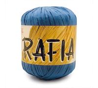 Rafia de Mondial 100% Viscosa Natural, en ovillos de 50 gramos y 100 metros. (Azul azafata 999)