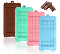 RAFIYU 4 Piezas Moldes de Silicona Para Chocolat, Classic Choco Bar Antiadherente, Moldes De Chocolate de Grado Alimenticio para DIY Barra De Chocolate, Dulces, Praliné, Cubitos Hielo