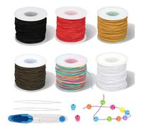 RAFIYU 6 Rolls Hilo Elastico para Pulseras, 1mm Hilo para Hacer Pulseras, 6 Colores Total 120m Hilos para Hacer Pulseras Aplicable Collares de Joyería DIY Artesanías Colgar Adornos