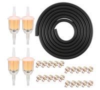 RAFIYU Manguera de Gasolina Kit, 2 m Ø 5mm Tubo Gasolina con 4 Filtros Gasolina 5 mm/8 mm, 20 Abrazaderas Manguera para Auto, Moto, Scooters, Desbrozadora, Cortadoras de césped, Motores Pequeños
