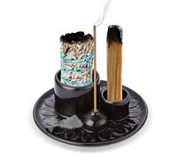 RAFIYU Quemador de Incienso 4 en 1,Este Porta Incienso para Cualquier Incienso, Palo Santo, Salvia para Quemar, Portavelas, Quemador Inciensoes decoración hogar, meditación y Yoga