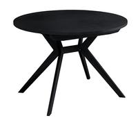 RAGABA Mesa de comedor extensible Biju, 120 cm, redonda para 6 personas, de madera de fresno natural y tablero MDF recubierto de ceniza natural, negro