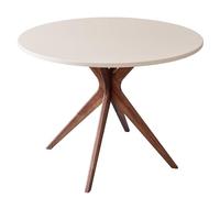 RAGABA Mesa de comedor redonda de 110 cm Jubi Bold, en madera maciza de fresno y MDF laminado y lacado, marrón beige, patas de roble