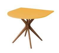 RAGABA Mesa de comedor semiovalada Jubi 80 x 80 cm, madera maciza de fresno y tablero DM laminado y lacado, color amarillo toma, patas de roble
