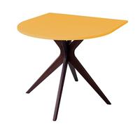 RAGABA Mesa de comedor semiovalada Jubi 80 x 80 cm, madera maciza de fresno y tablero DM laminado y lacado, color amarillo toma, patas de nogal