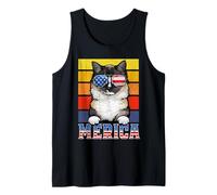 Ragdoll Cat 4th of July Merica American Mericat Cats Lovers Camiseta sin Mangas