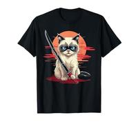 Ragdoll Cat Samurai japonés Kawaii Ninja Cat Camiseta