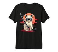 Ragdoll Cat Samurai japonés Kawaii Ninja Cat Camiseta Premium