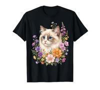 Ragdoll Gato Flor Floral Lindo Gatito Gráfico Camiseta
