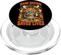 Rage Baking Salva Vidas: Divertido Mapache Baker PopSockets PopGrip para MagSafe
