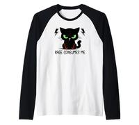 Rage Consumes Me Cat Meme Staring Rage is Consuming Me Cat Camiseta Manga Raglan