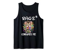Rage Consumes Me Funny Gato Gatito Flor Sonrisa Tonta Meme Camiseta sin Mangas