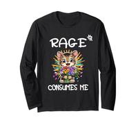 Rage Consumes Me Funny Gato Gatito Flor Sonrisa Tonta Meme Manga Larga