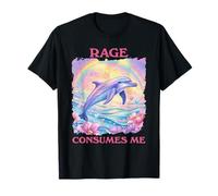Rage Me Consumes Retro Divertido Delfín Meme Raro Camiseta