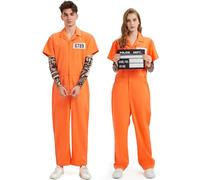 Ragelion Prisoner Overall Jumpsuit Adulto Disfraz de Preso Convicto Disfraz Prisionera Mujer (L)