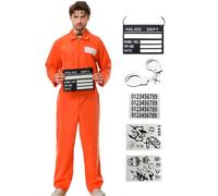 Ragelion Ropa de prisión naranja para prisioneros Unidos ropa de prisión para adultos de Halloween (Naranja, XL)