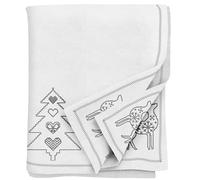 Ragged Rose Mantel navideño de Lino Festivo con Estampados de Estilo nórdico para Sala de Estar y Cocina, Mantel de algodón Que se Adapta a una Mesa de 6 a 7 pies, Estampado Bordado Plateado