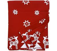 Ragged Rose - Tessa - Mantel de Algodón de Navidad, Color Rojo - 140 x 230 cm