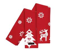 Ragged Rose Tracy Red Reindeer Xmas Tea Towels Paños de Cocina nórdicos navideños, Algodón, Rojo, 50 x 70 cms, 2