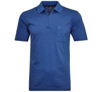 Ragman Polo de punto suave con cremallera para hombre, Azul-melange-765, L