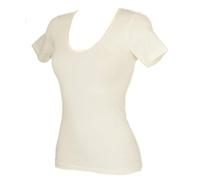 RAGNO Camisola Mujer Camiseta Manga Corta 85% Lana Merino y 15% Seda artículo 074027, 002 Bianco Lana, L