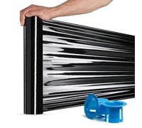 RAGO® Film Negro para Embalar 130m I Rollos de Plastico 0,85kg I Film para Embalar I 7,5 x 7,5 x 40 cm I Papel film I Rollos de Plastico para Embalar I Plastico Embalaje +dispensador