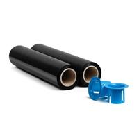 RAGO® Film Negro para Embalar 130m I Rollos de Plastico 0,85kg I Film para Embalar I 7,5 x 7,5 x 40 cm I Papel film I Rollos de Plastico para Embalar I Plastico Embalaje +dispensador