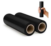 RAGO® Film Negro para Embalar 25 cm I 2 Rollos I Rollos de Plástico Opaque 300 g con Mandril Ø38 mm I Protección Discreta para Mudanza, Hogar & Transporte