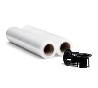 RAGO® Film Transparente para Embalar 150m I Rollos de Plastico I Film para Embalar 0,85 kg (7,5 x 7,5 x 40 cm) Papel film I Rollos de Plastico para Embalar+dispensador