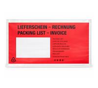 RAGO Sobres porta documentos autoadhesivos 100 unidades DIN DL para A4 plegado I Sobres de envío rojos para facturas I Sobres packing list con ventana - 100 unidades