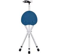 RAGOPILEN Silla Plegable, Bastón 2 en 1 con Asiento y luz LED, Plegable y Ajustable en Altura, en Azul/marrón(Blue Color)