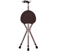 RAGOPILEN Silla Plegable, Bastón 2 en 1 con Asiento y luz LED, Plegable y Ajustable en Altura, en Azul/marrón(Brown Color)