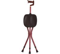 RAGOPILEN Silla Plegable, Bastón con Asiento Plegable, Altura Ajustable, 5 Marchas, Ligero, 0,98 kg, Marco de Aluminio, Capacidad de 150 kg, Color Rojo