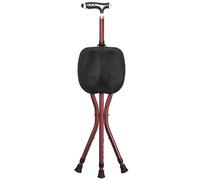 RAGOPILEN Silla Plegable, Bastón con Asiento y luz LED, 5 Marchas, Altura Ajustable, Plegable, Rojo, 23,4 x (87-97) cm