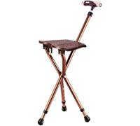 RAGOPILEN Silla Plegable, Bastón Plegable con luz LED y Altura Ajustable, 31,5 x 80-90 cm, Color Negro, marrón y Gris(Brown Color)