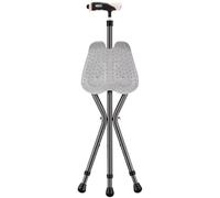 RAGOPILEN Silla Plegable, Bastón Plegable con luz LED y Altura Ajustable, 31,5 x 80-90 cm, Color Negro, marrón y Gris(Gray Color)