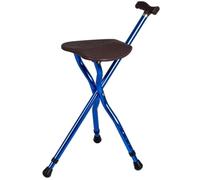 RAGOPILEN Silla Plegable, Bastón Triangular Ajustable en 5 Niveles, Estable, Antideslizante, con muleta, Color Azul Claro, 33 x 5 x 83 cm