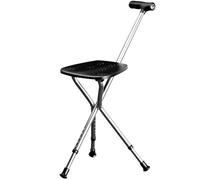 RAGOPILEN Silla Plegable, Silla con muletas y luz LED Negra, 27 x 85-95 cm