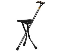 RAGOPILEN Silla Plegable, Taburete de bastón con luz LED y Alarma, 5 Marchas, Altura: 24 x 80-90 cm, Color Negro