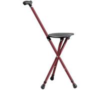 RAGOPILEN Silla Plegable, Taburete de caña Ajustable con luz LED 24x84-96cm Negro Rojo(Red Color)