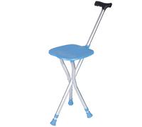 RAGOPILEN Silla Plegable, Taburete Plegable con bastón for Caminar, Altura Ajustable de 5 velocidades, aleación de Aluminio, Azul, 24 x (87-97) cm