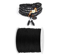 Raguso 100M x 0.8mm Nylon Cordón de Nudo Chino Pulsera de macramé Fabricación de Hilo de ratán Macramé Hilo Cordón de Nylon Cordón DIY Pulseras y Collares Fabricación de Joyas Negro