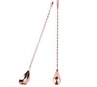Raguso Palo para Mezclar cóctel Cuchara de Mango Largo de Acero Inoxidable Exquisita Herramienta de Capas de Mezcla de Mango retorcido Antideslizante para Bar Bartender Bebidas(Spoon-Oro Rosa)