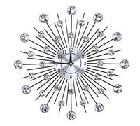 Raguso Reloj de Pared Reloj de Pared Decorativo de Cristal Reloj de Pared con Forma de Flor de Plata metálica Brillante Brillante para Sala de Estar Oficina(Flor Redonda)