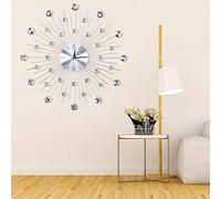 Raguso Reloj de Pared Reloj de Pared para decoración del hogar, Reloj de Pared con Diamante Brillante Reloj de Pared metálico S Reloj de Pared Brillante(Silver Diamond)