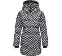Ragwear Abrigo largo de invierno para mujer con capucha, abrigo acolchado cálido con estampado de pata de gallo, impermeable y transpirable, estampado Niara YOUMODO XS-3XL, Negro , L