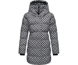 Ragwear Abrigo largo de invierno para mujer con capucha, abrigo acolchado cálido con estampado de pata de gallo, impermeable y transpirable, estampado Niara YOUMODO XS-3XL, Negro , L